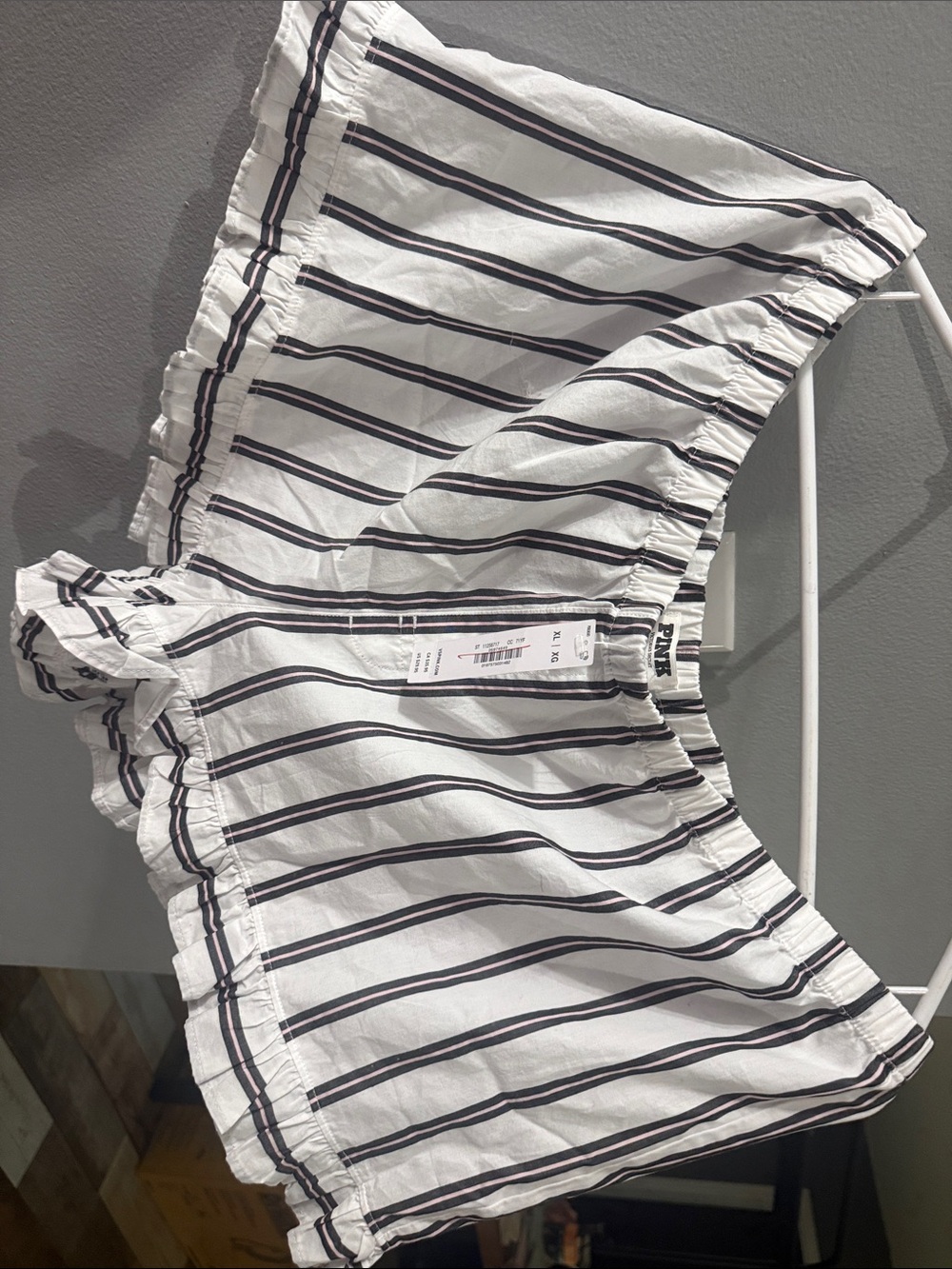 Victoria's Secret White Shorts with Black Stripe Detail